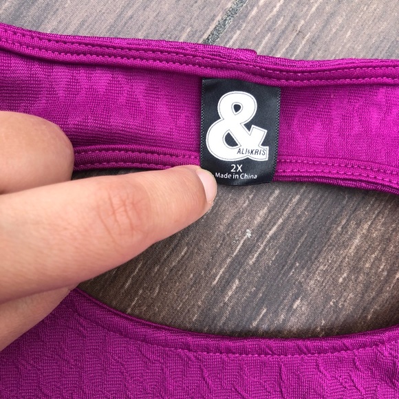 Roz & Ali | Purple Open Back Peplum Top | 2X - Picture 4 of 7